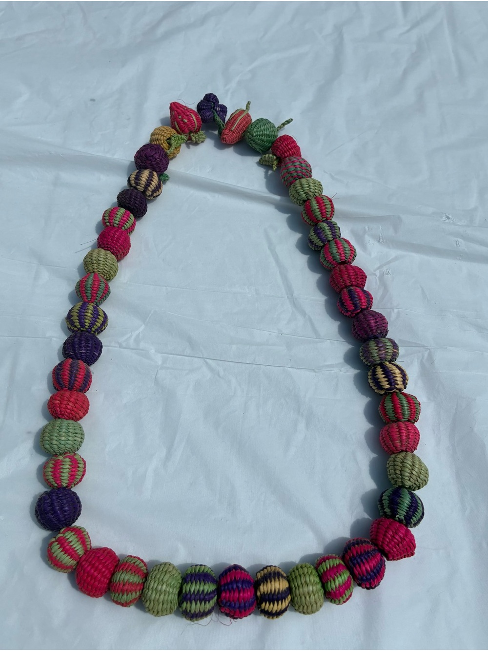 Handwoven Toquilla Palm Fiber Fruit & Chili Pepper Statement Necklace